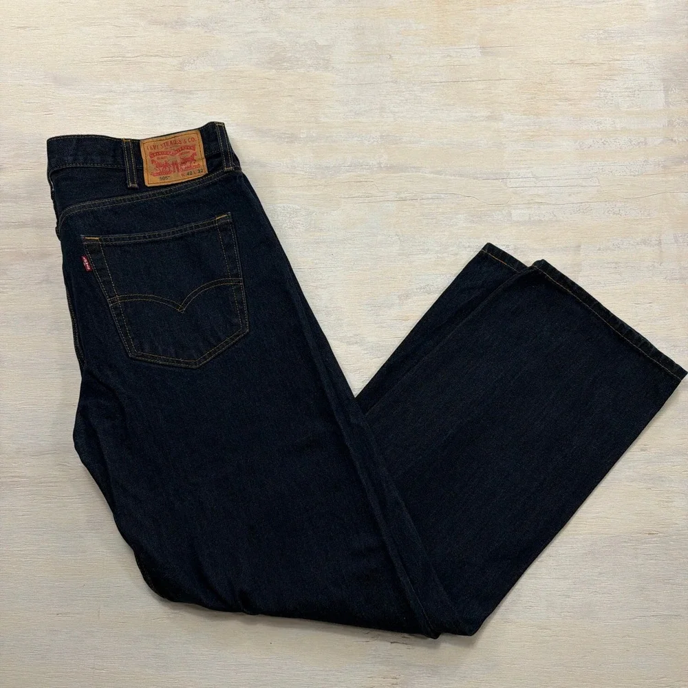 Levi's Jeans 505 Regular Fit Straight Leg Dark Wash Indigo Mens 42x32